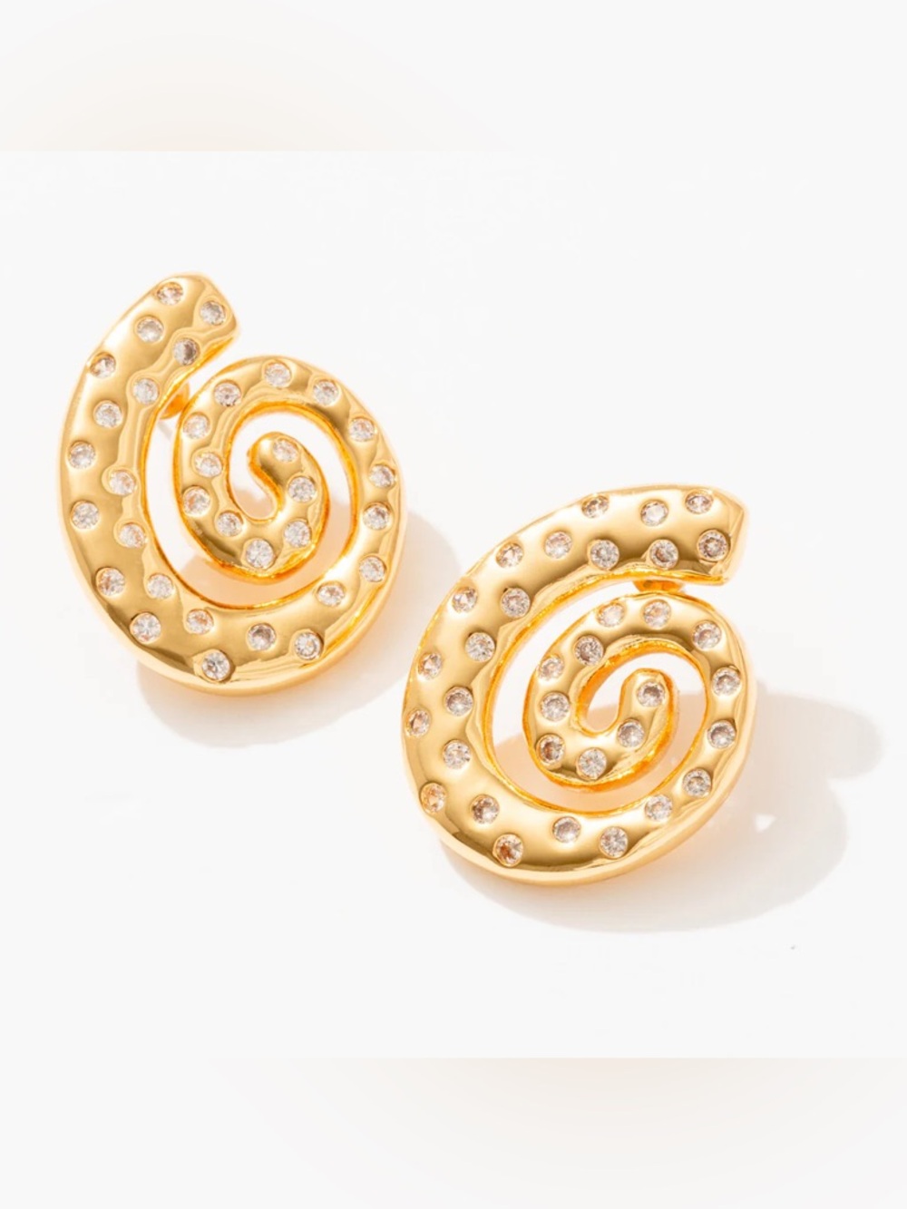 Frasier Sterling 14K Gold Plated Swirl Statement Stud Earrings w/ Cubic Zirconia